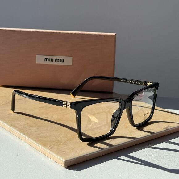 NEW Miu Miu MU08XV Black Square Eyeglasses Frames - Picture 1 of 5